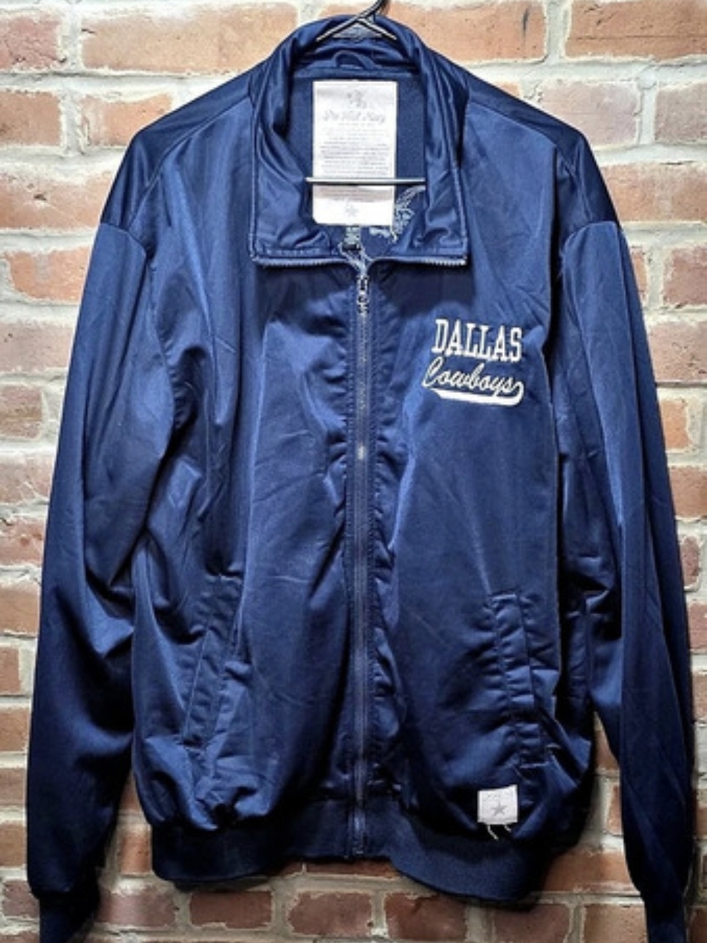 NFL Dallas Cowboys The Hail Mary Roger Staubach Track Jacket Navy Blue XL